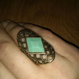 Rose gold and turquoise ring by lucky..